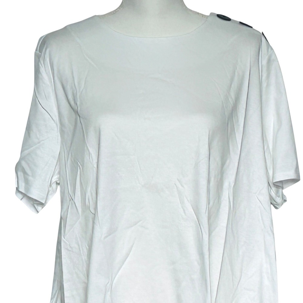 Pari Passu White Elevated Cotton Tee Plus Size 18 Minimalist Boxy Top - Picture 3 of 9